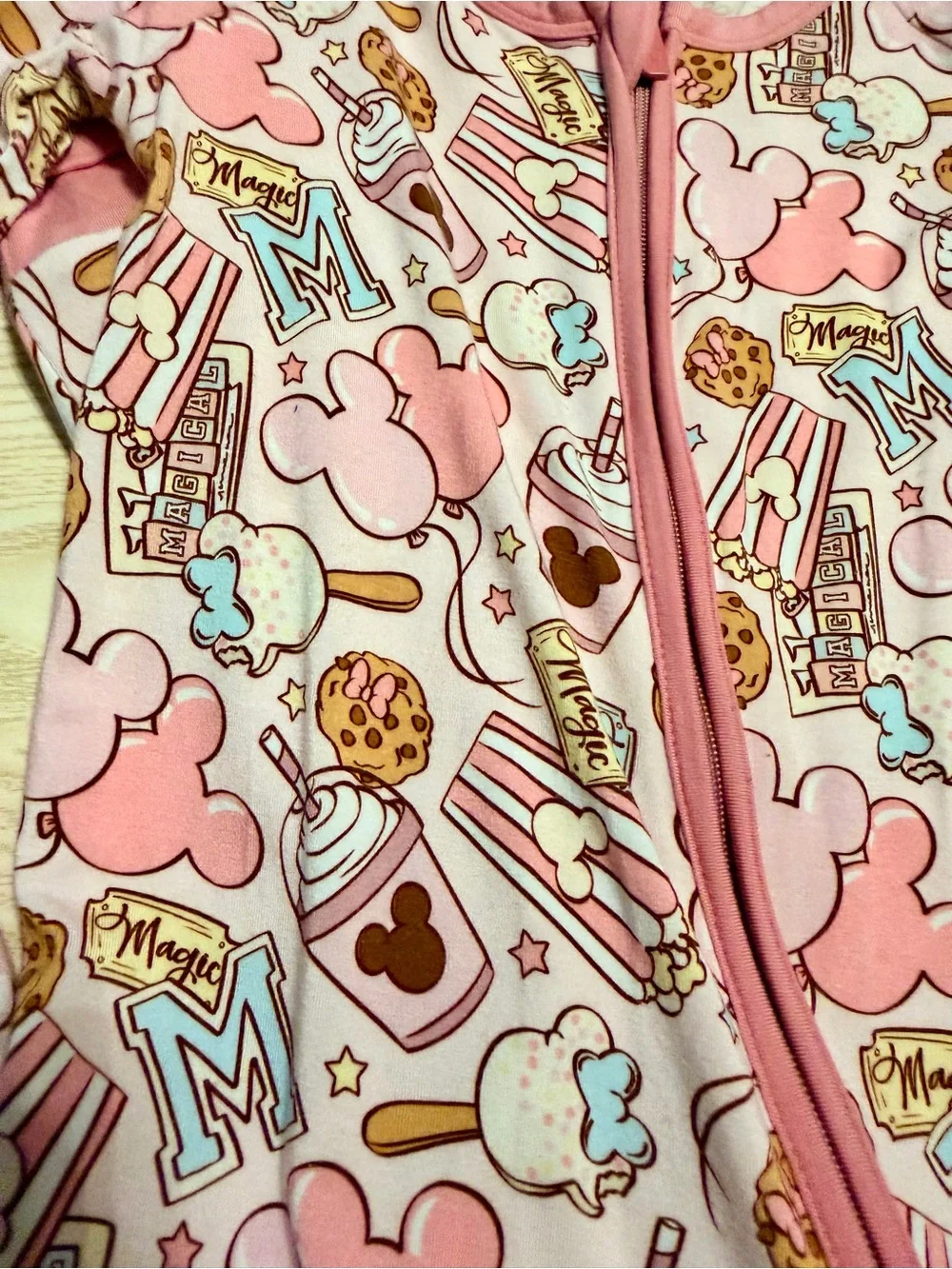 Blush Lotus Pink Disney Mickey Snacks Bamboo Zippy Size 18-24 months